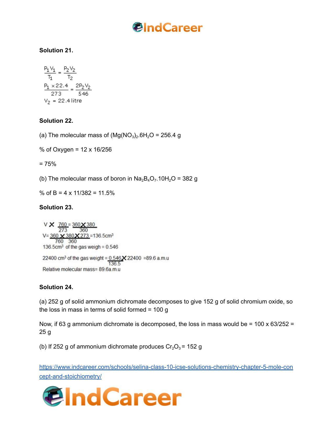 Selina Class 10 ICSE Solutions Chemistry : Chapter 5- Mole Concept and Stoichiometry - Page 38