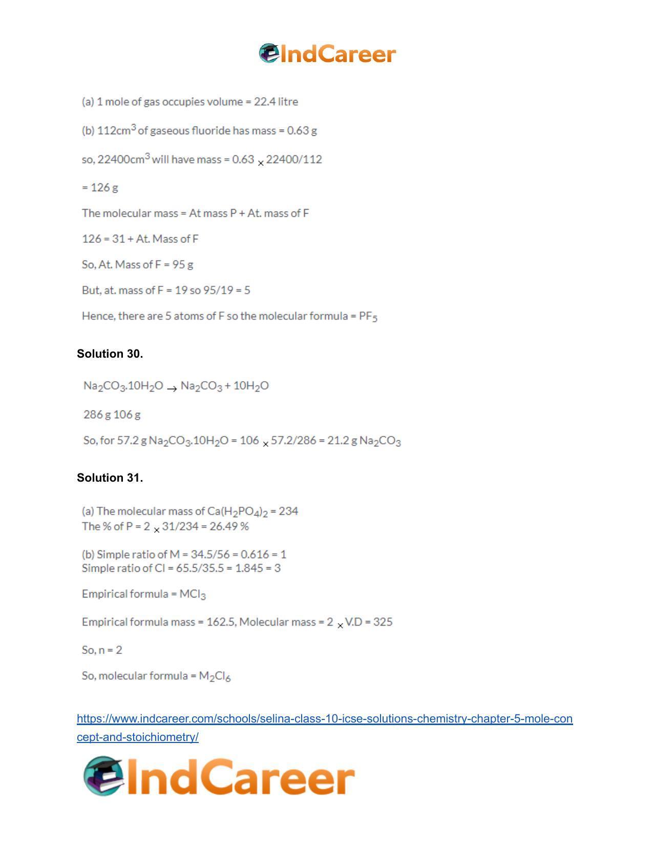 Selina Class 10 ICSE Solutions Chemistry : Chapter 5- Mole Concept and Stoichiometry - Page 41