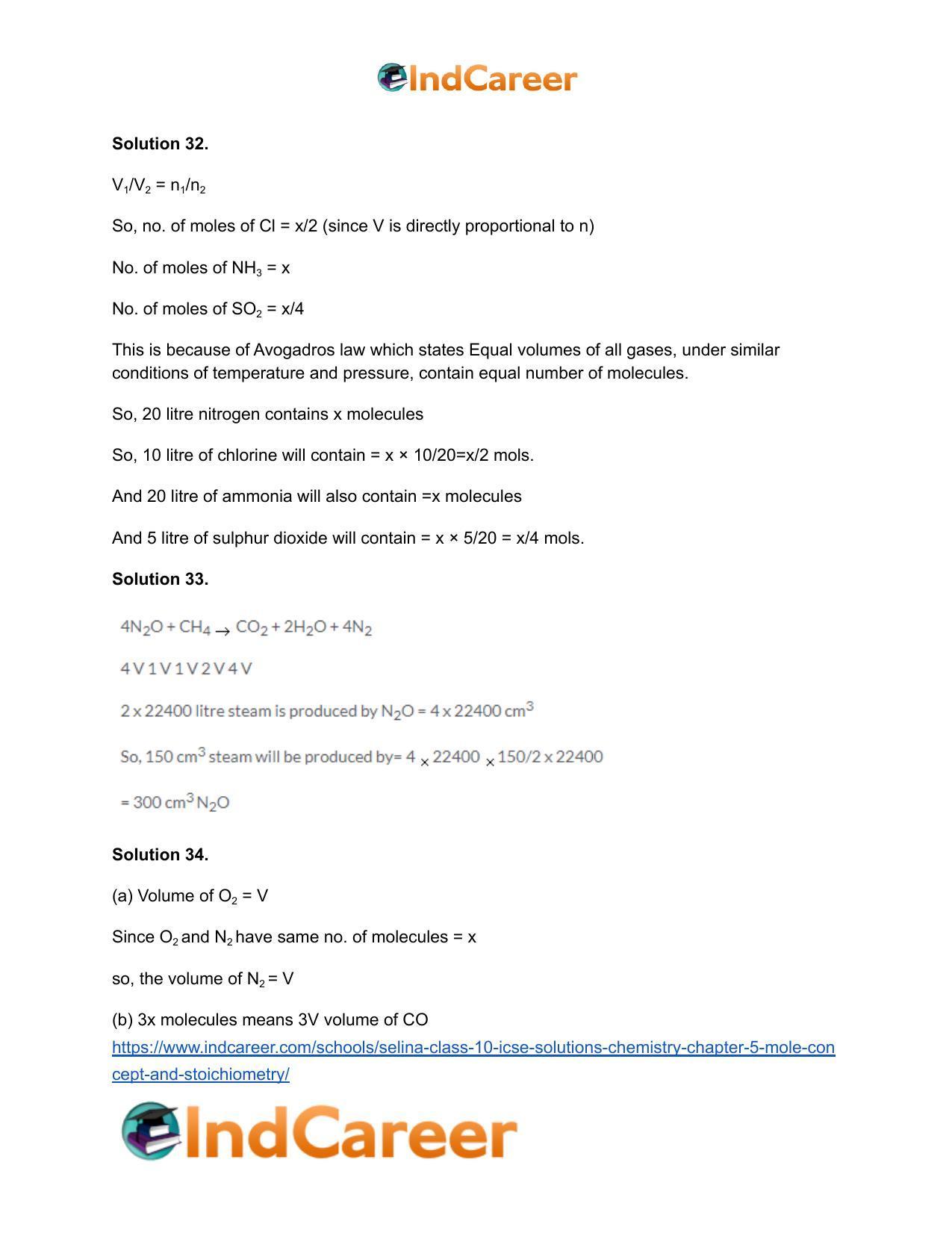 Selina Class 10 ICSE Solutions Chemistry : Chapter 5- Mole Concept and Stoichiometry - Page 42