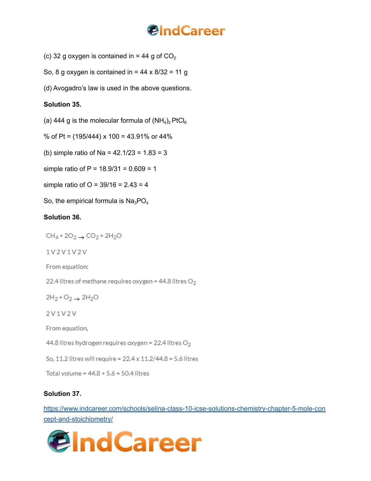 Selina Class 10 ICSE Solutions Chemistry : Chapter 5- Mole Concept and Stoichiometry - Page 43