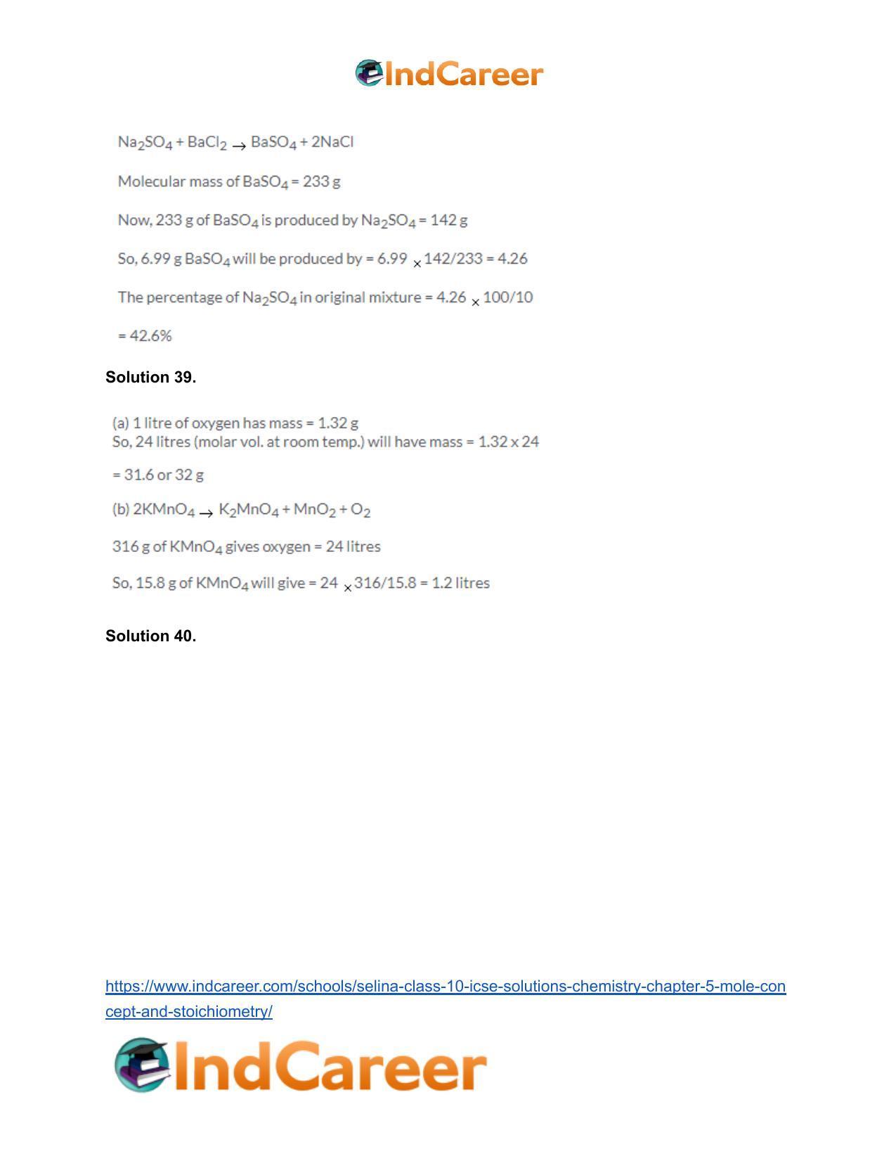 Selina Class 10 ICSE Solutions Chemistry : Chapter 5- Mole Concept and Stoichiometry - Page 45