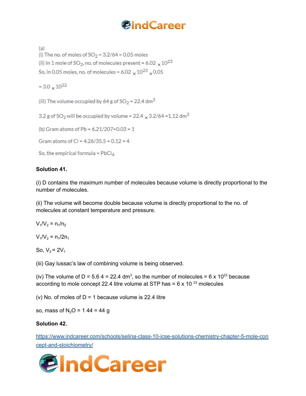 Selina Class 10 ICSE Solutions Chemistry : Chapter 5- Mole Concept and Stoichiometry - Page 46