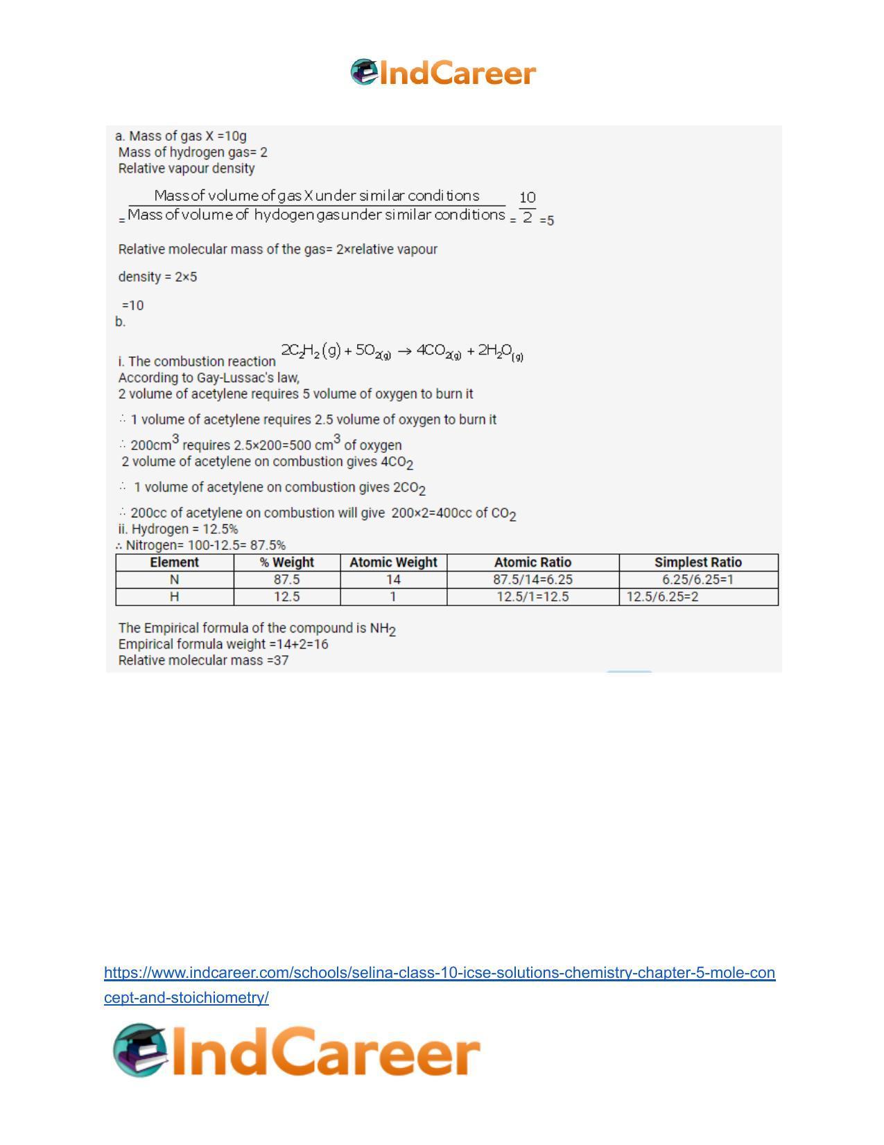 Selina Class 10 ICSE Solutions Chemistry : Chapter 5- Mole Concept and Stoichiometry - Page 49