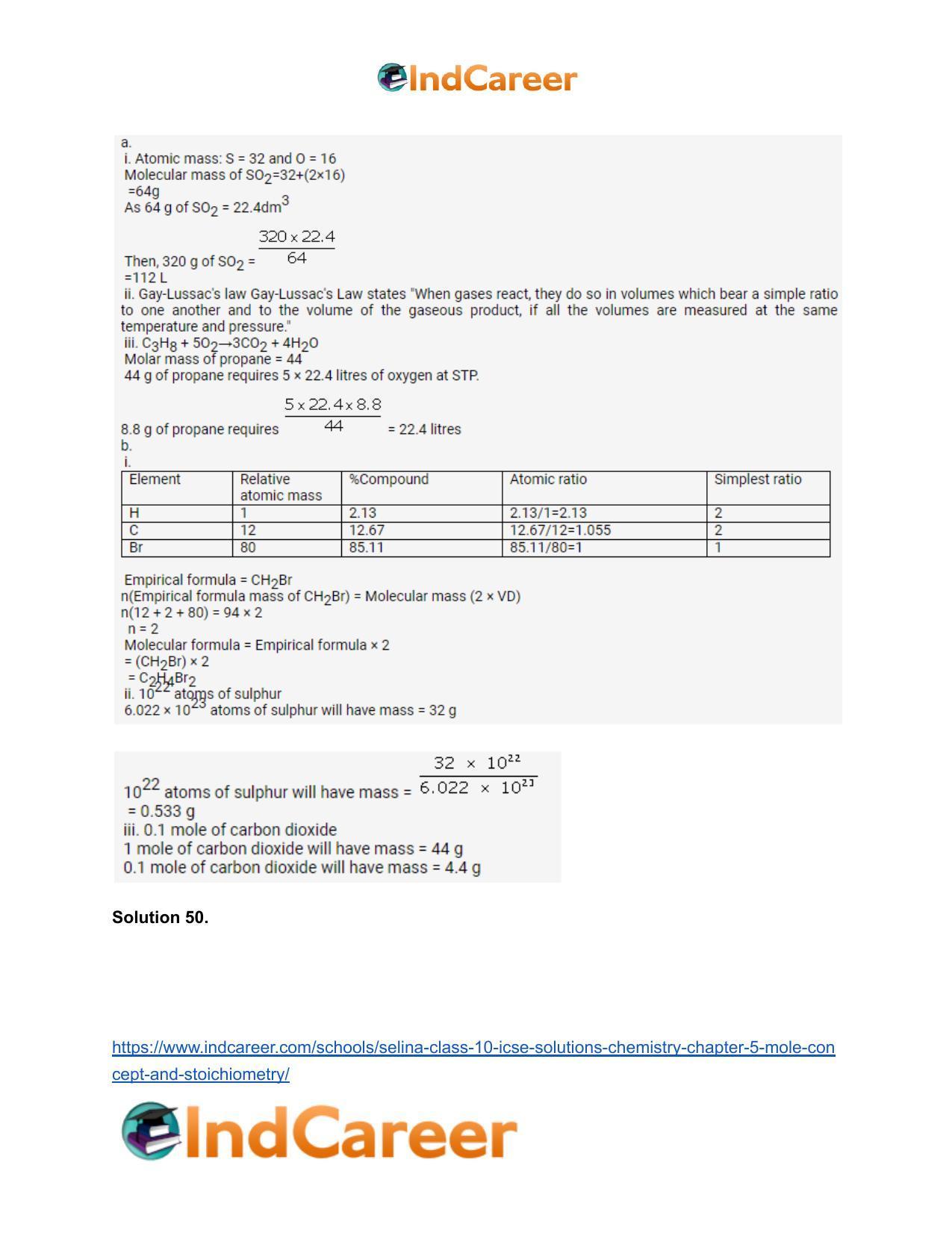 Selina Class 10 ICSE Solutions Chemistry : Chapter 5- Mole Concept and Stoichiometry - Page 53