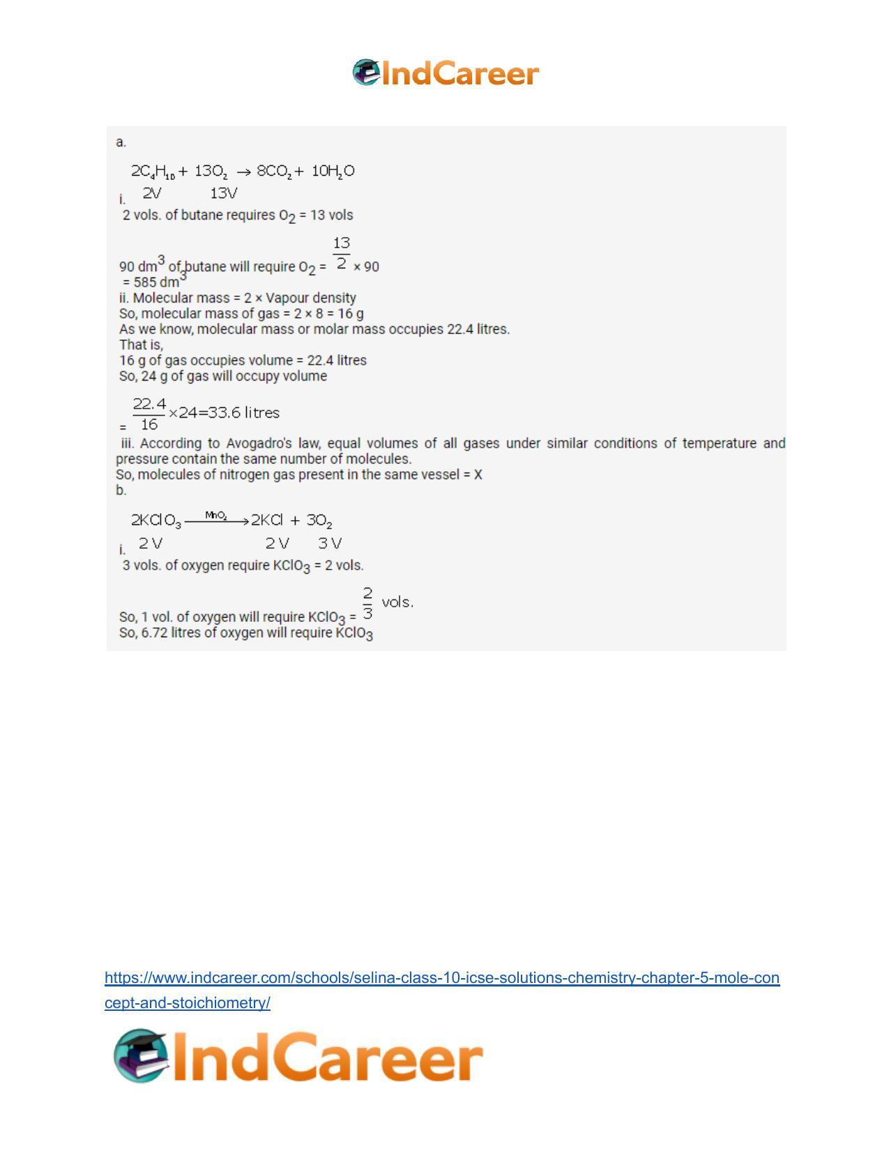 Selina Class 10 ICSE Solutions Chemistry : Chapter 5- Mole Concept and Stoichiometry - Page 55