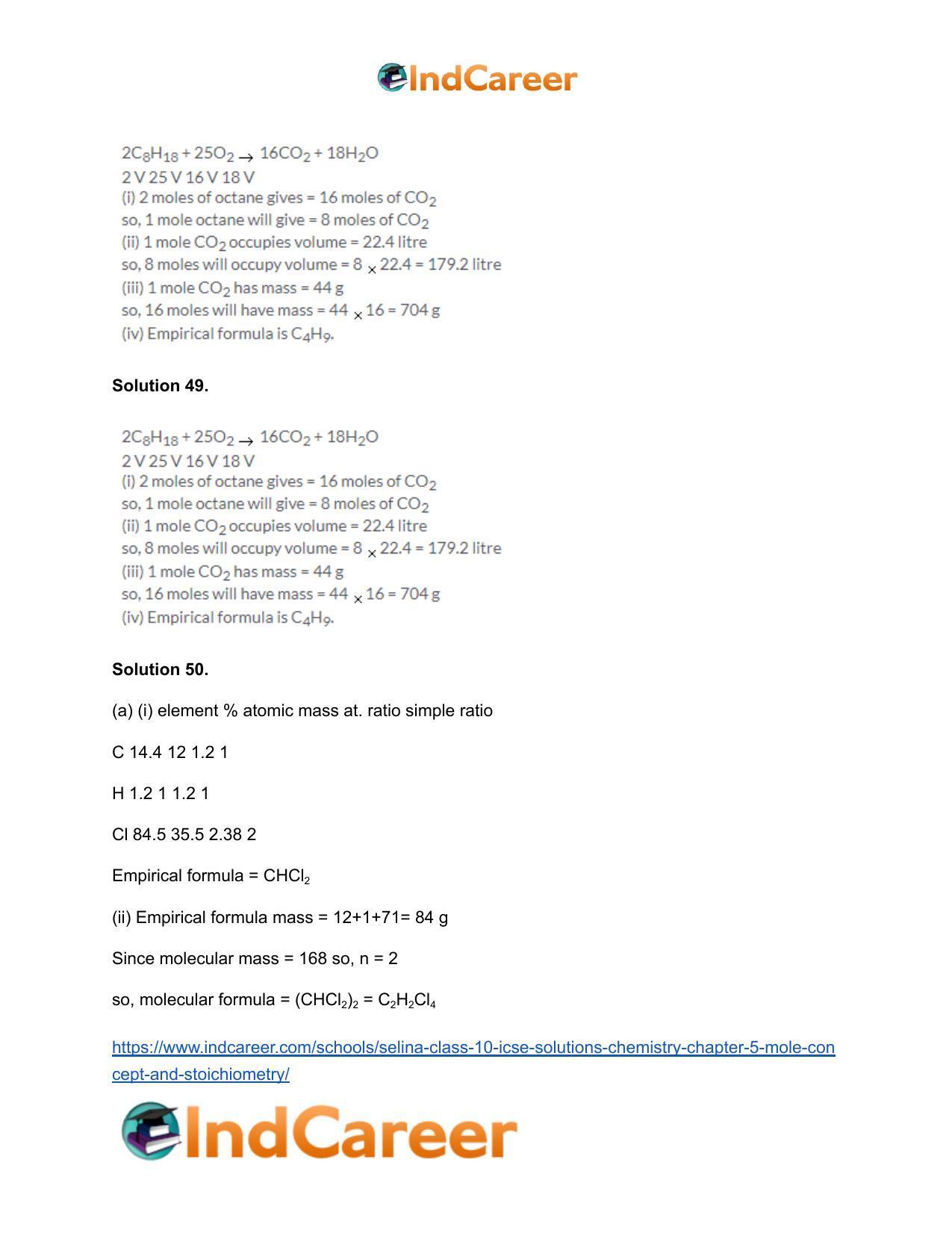 Selina Class 10 ICSE Solutions Chemistry : Chapter 5- Mole Concept and Stoichiometry - Page 58