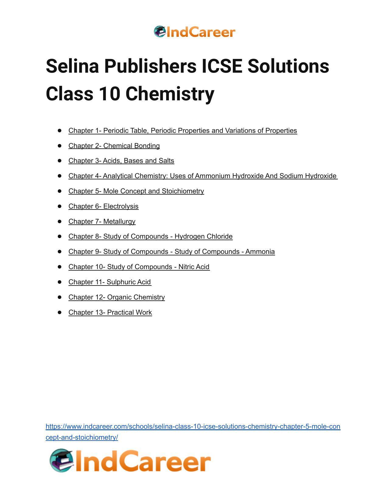 Selina Class 10 ICSE Solutions Chemistry : Chapter 5- Mole Concept and Stoichiometry - Page 60