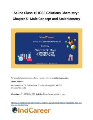 Selina Class 10 ICSE Solutions Chemistry : Chapter 5- Mole Concept and Stoichiometry
