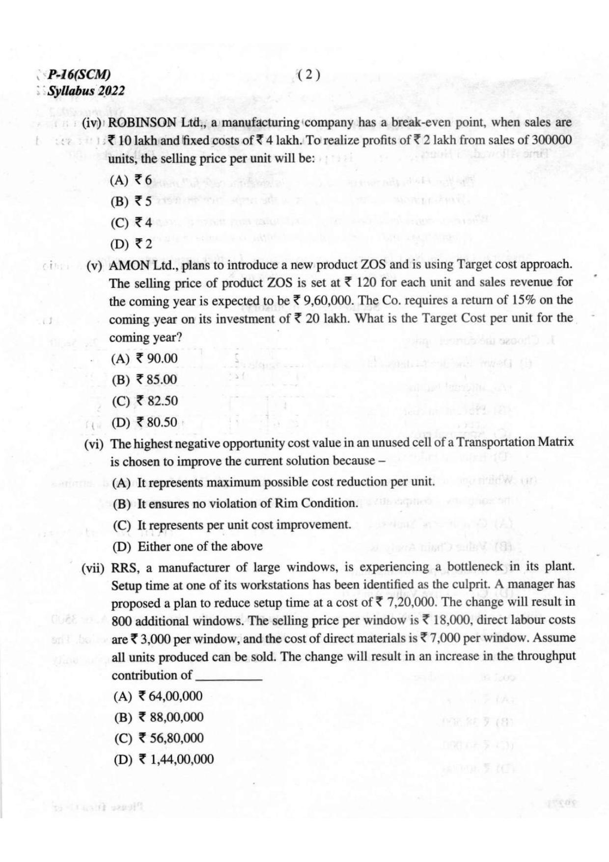 ICMAI Final December 2023 Question Paper - Strategic Cost Management - Page 2