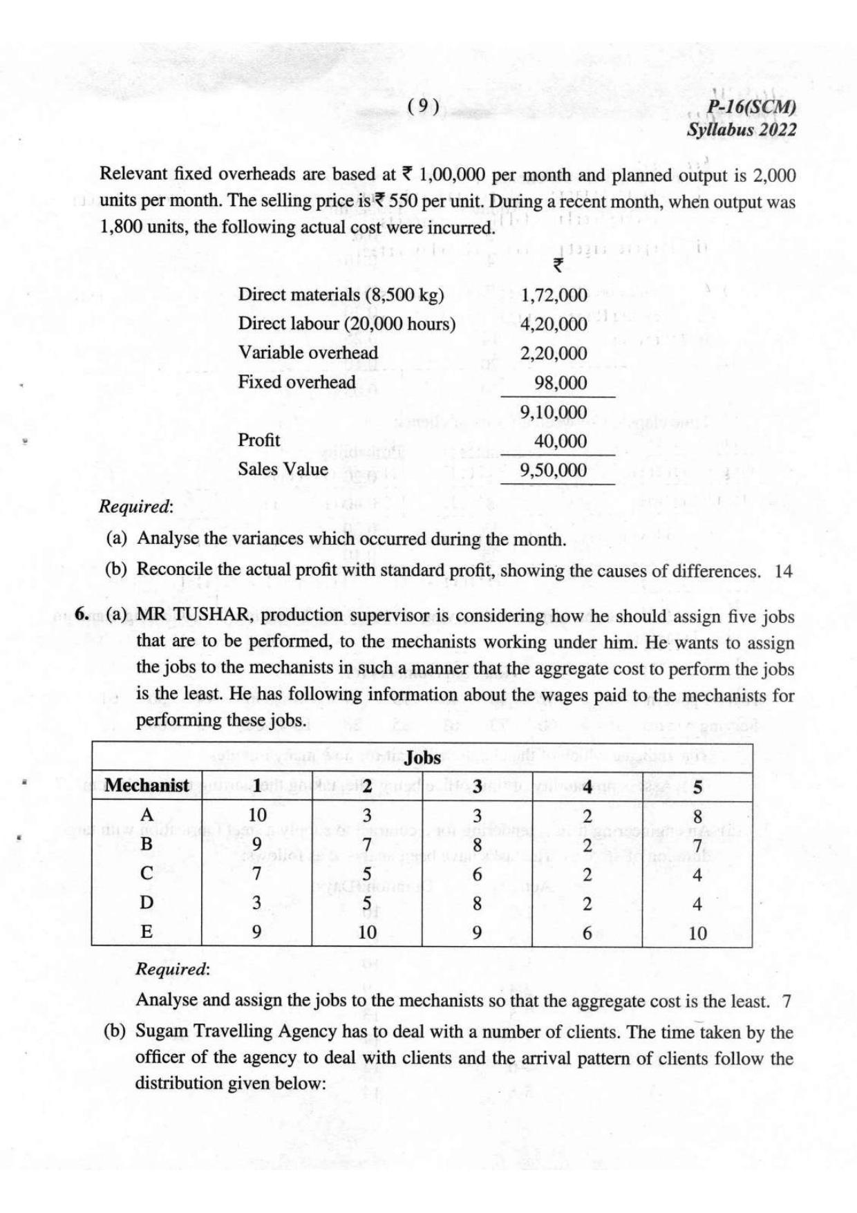 ICMAI Final December 2023 Question Paper - Strategic Cost Management - Page 9