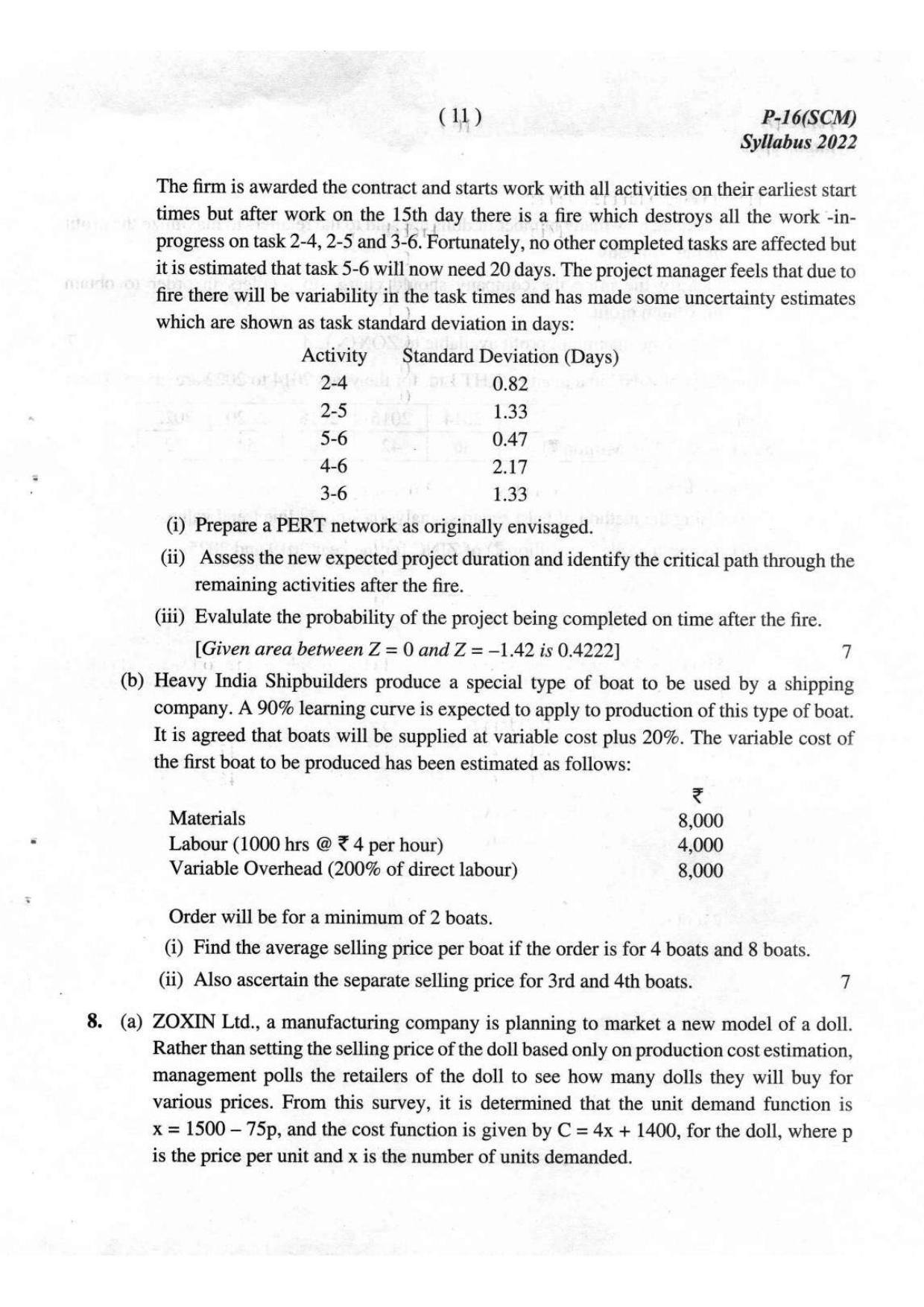 ICMAI Final December 2023 Question Paper - Strategic Cost Management - Page 11