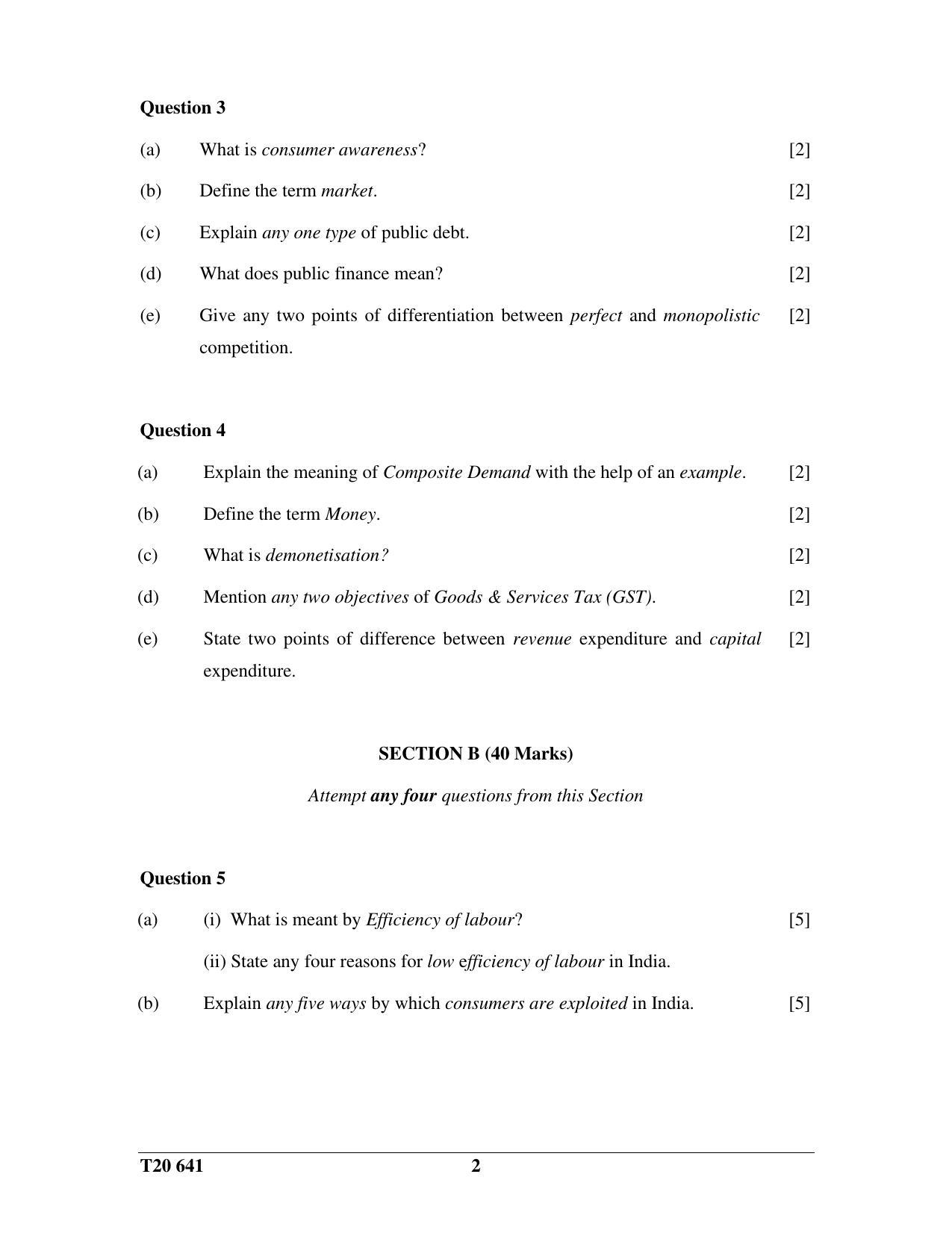 ICSE Class 10 Economics 2020 Question Paper - Page 2