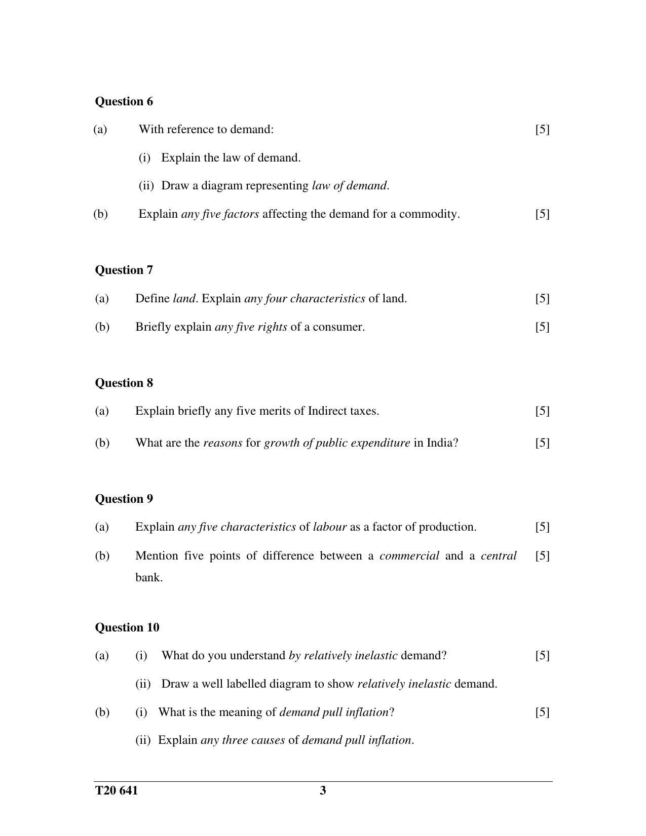 ICSE Class 10 Economics 2020 Question Paper - Page 3