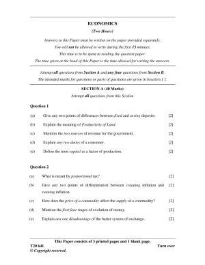 ICSE Class 10 Economics 2020 Question Paper