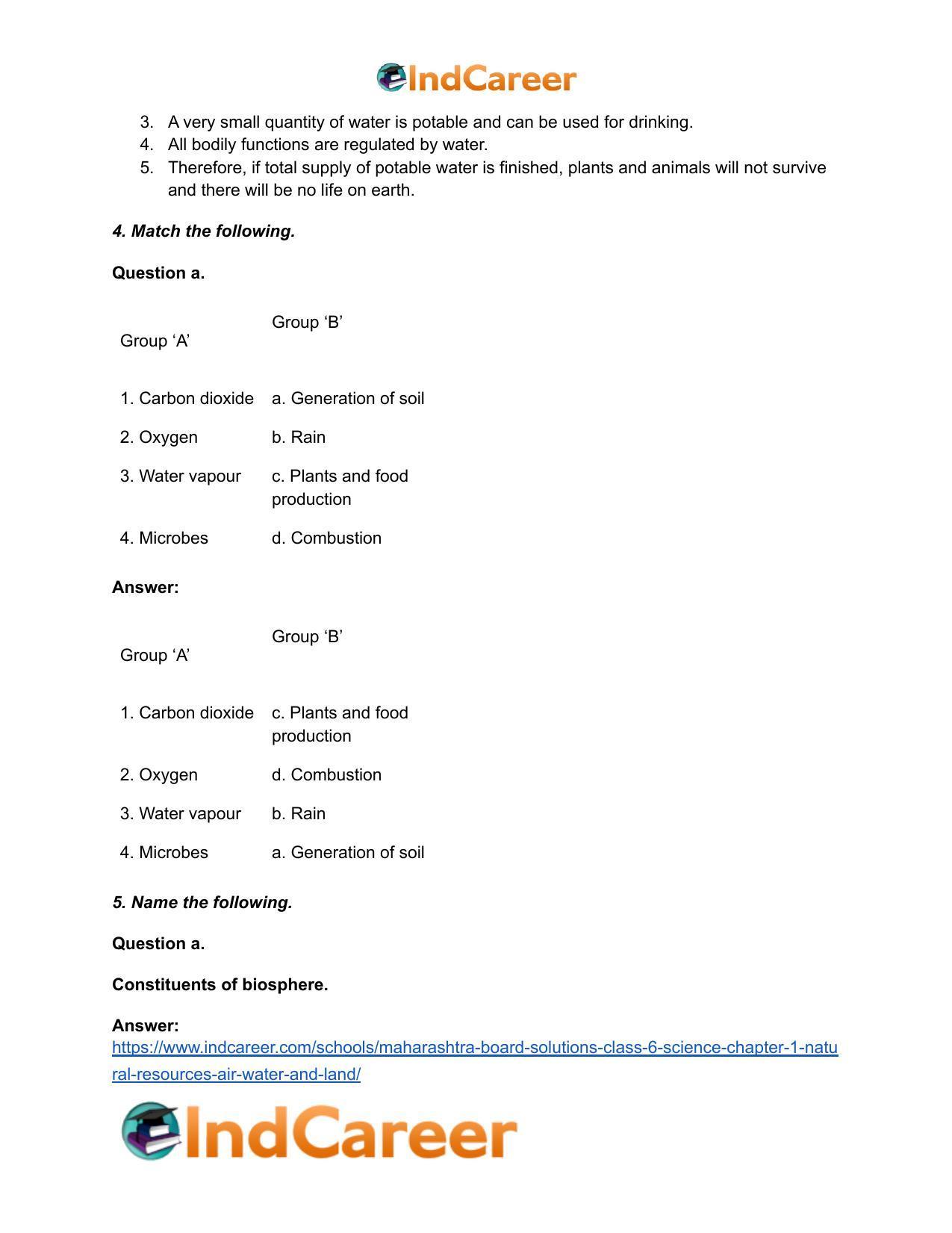 Maharashtra Board Solutions Class 6-Science: Chapter 1- Natural Resources - Air, Water and Land - Page 5