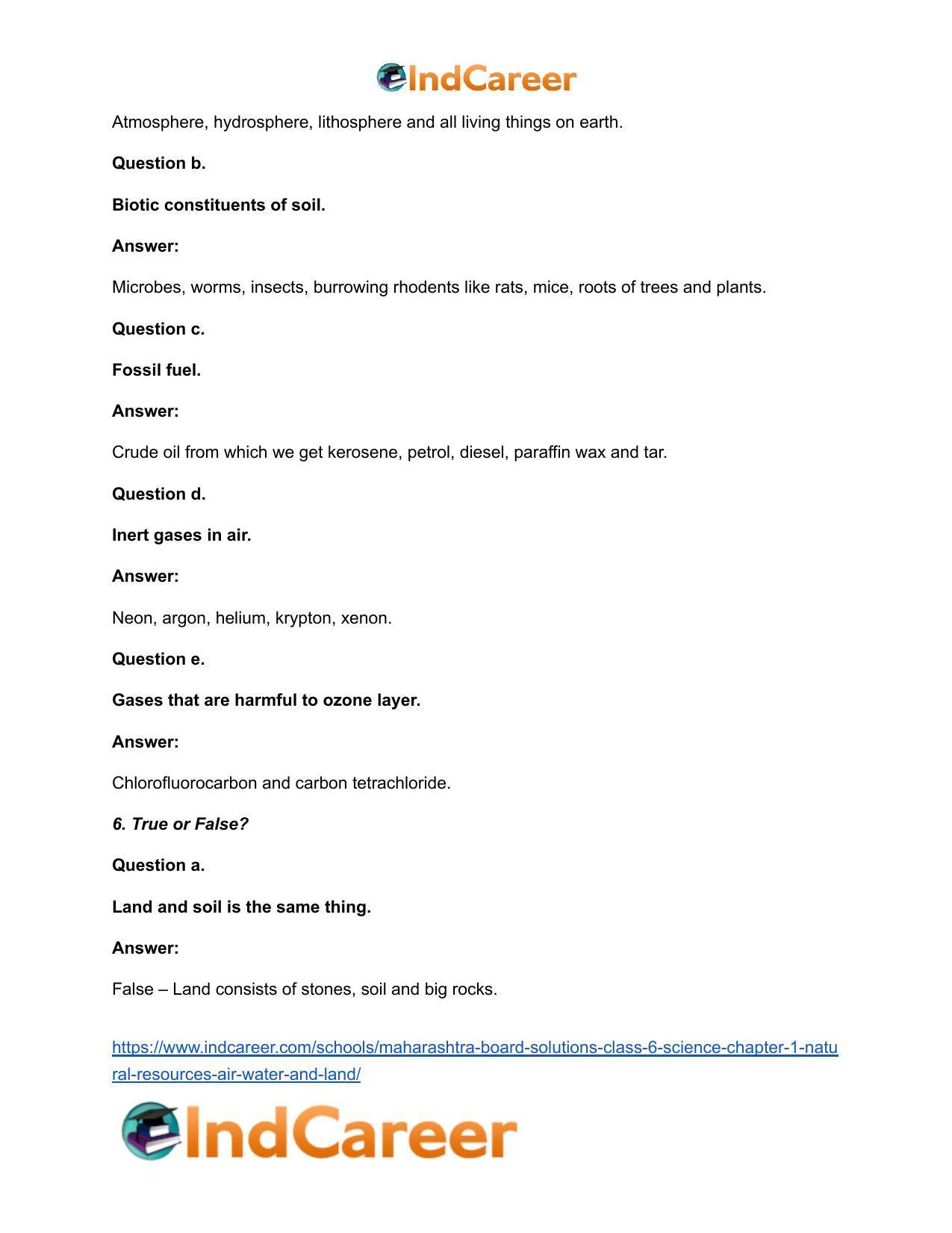 Maharashtra Board Solutions Class 6-Science: Chapter 1- Natural Resources - Air, Water and Land - Page 6