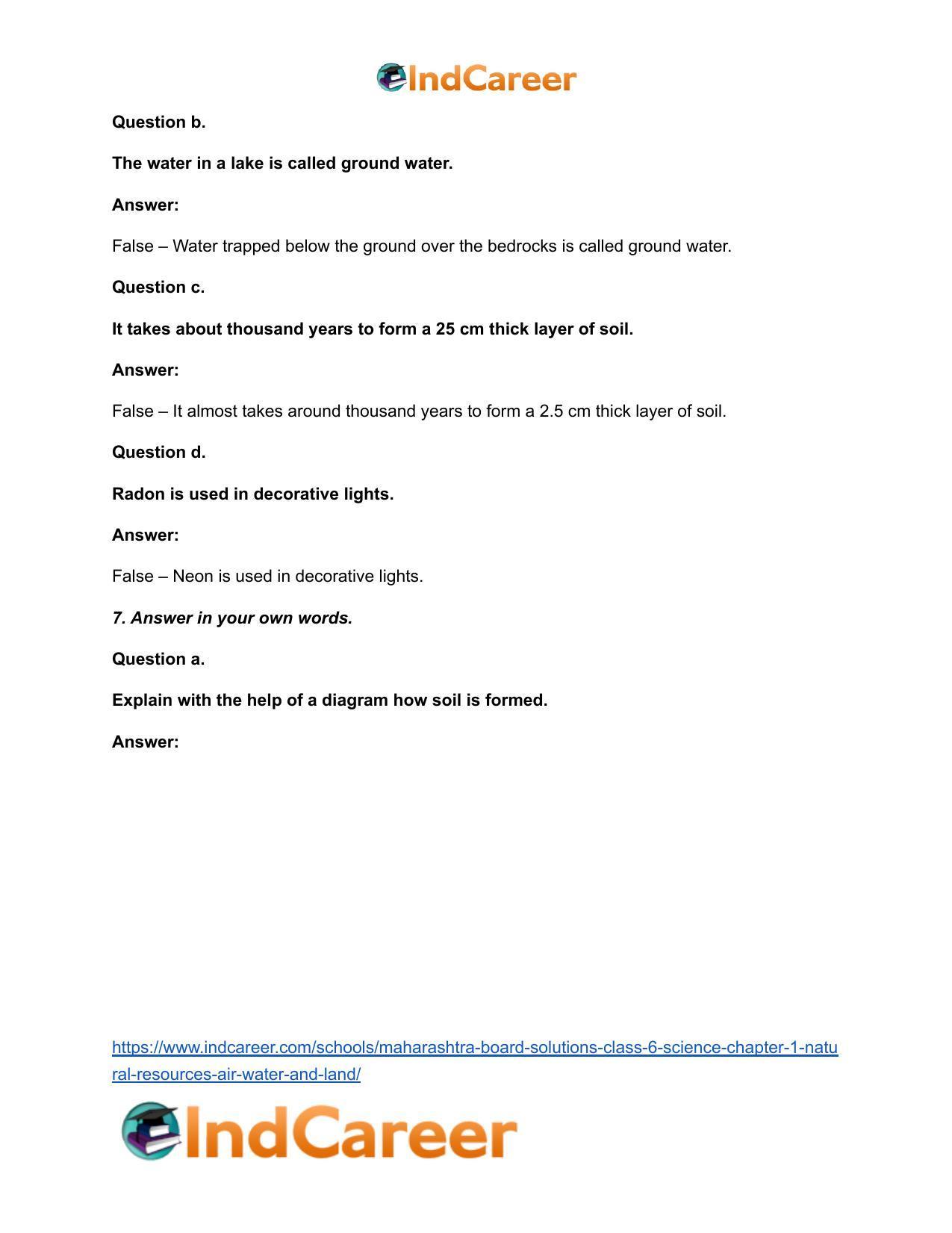 Maharashtra Board Solutions Class 6-Science: Chapter 1- Natural Resources - Air, Water and Land - Page 7