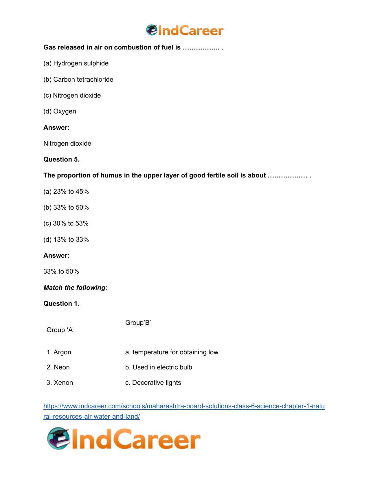 Maharashtra Board Solutions Class 6-Science: Chapter 1- Natural Resources - Air, Water and Land - Page 13