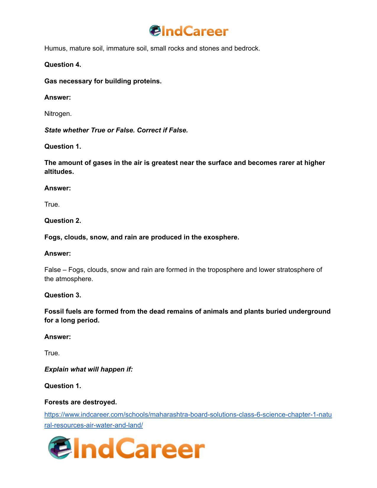 Maharashtra Board Solutions Class 6-Science: Chapter 1- Natural Resources - Air, Water and Land - Page 15