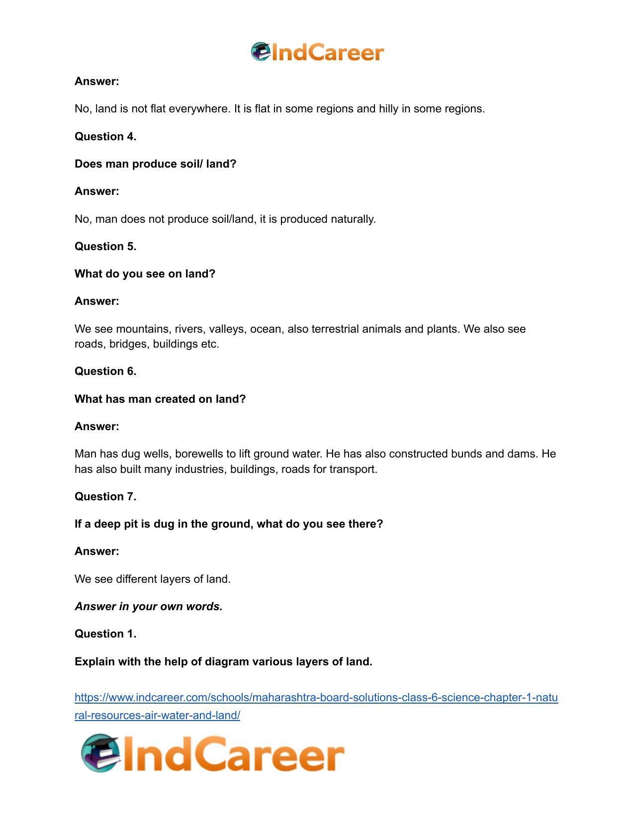 Maharashtra Board Solutions Class 6-Science: Chapter 1- Natural Resources - Air, Water and Land - Page 17