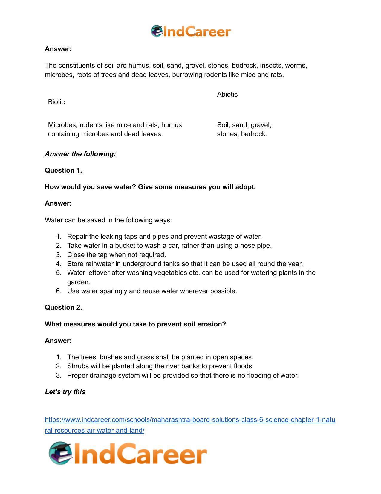 Maharashtra Board Solutions Class 6-Science: Chapter 1- Natural Resources - Air, Water and Land - Page 24