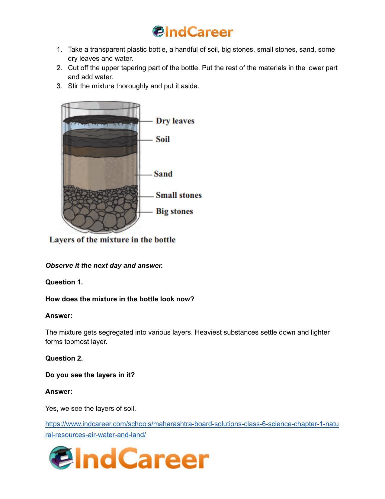 Maharashtra Board Solutions Class 6-Science: Chapter 1- Natural Resources - Air, Water and Land - Page 25