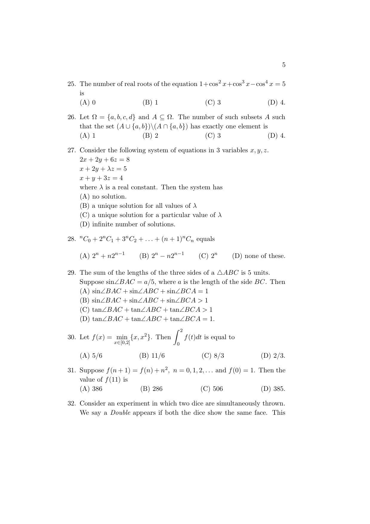 ISI Admission Test PG Diploma in Applied Statistics DST 2015 Sample Paper - Page 5