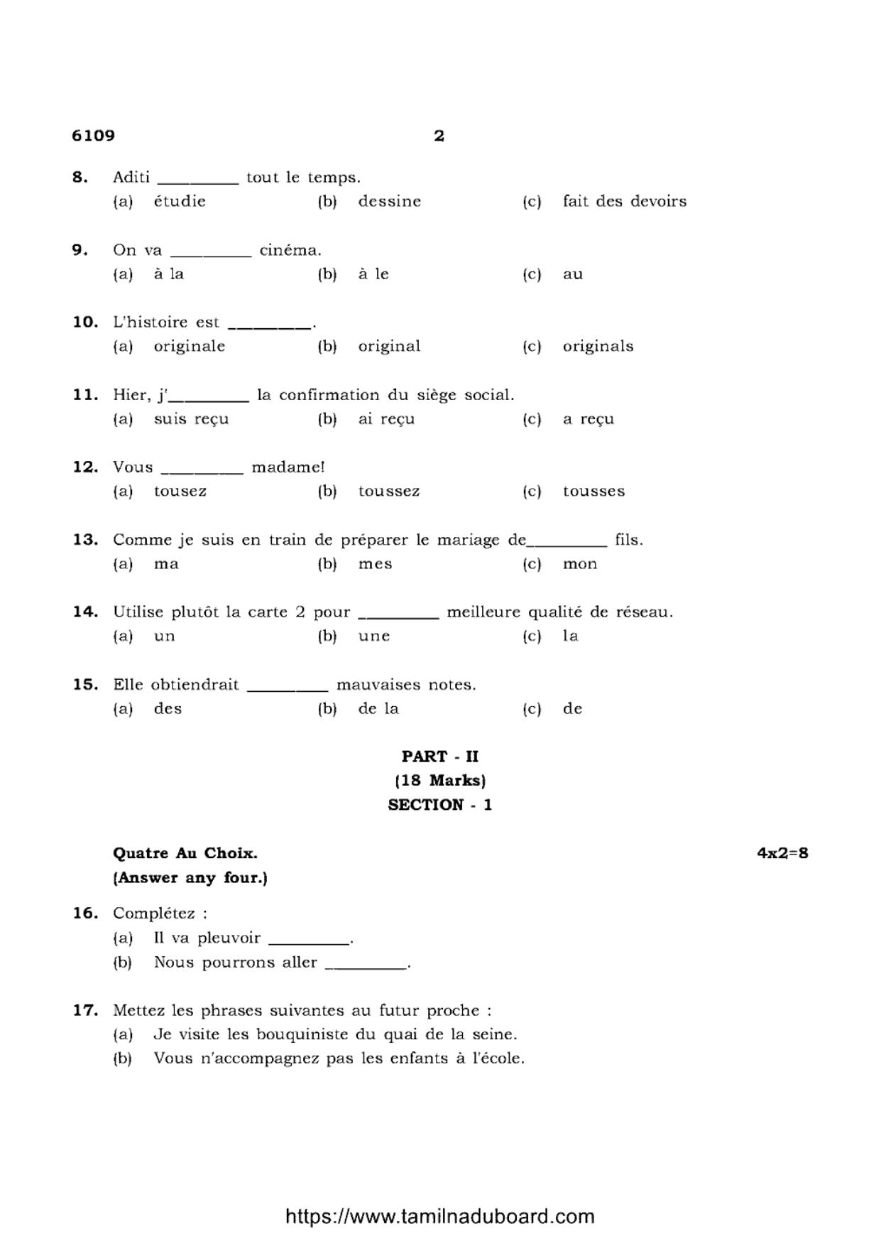 TN Class 10 French-P1-6109 Question Papers May 2022 - Page 2