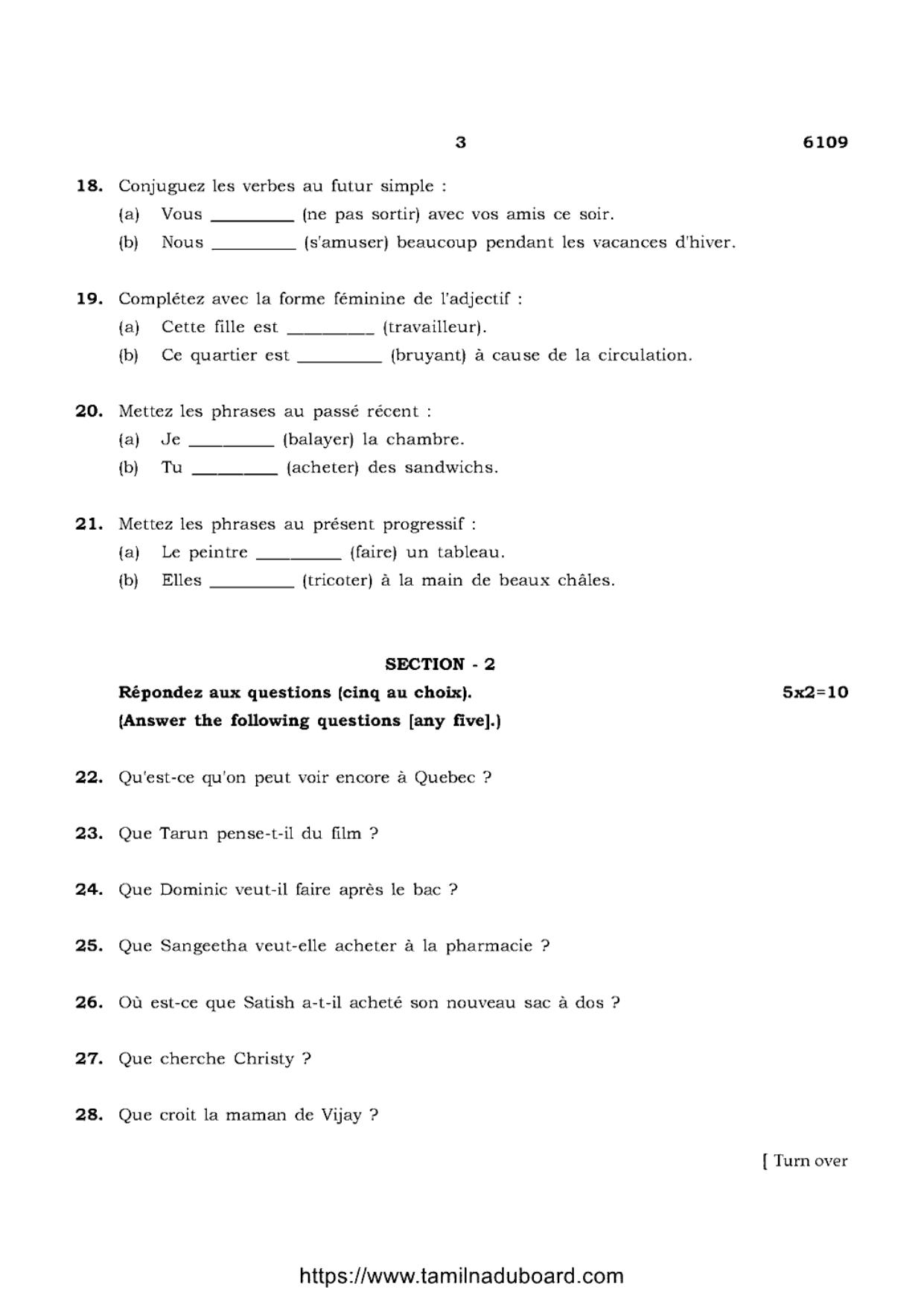 TN Class 10 French-P1-6109 Question Papers May 2022 - Page 3