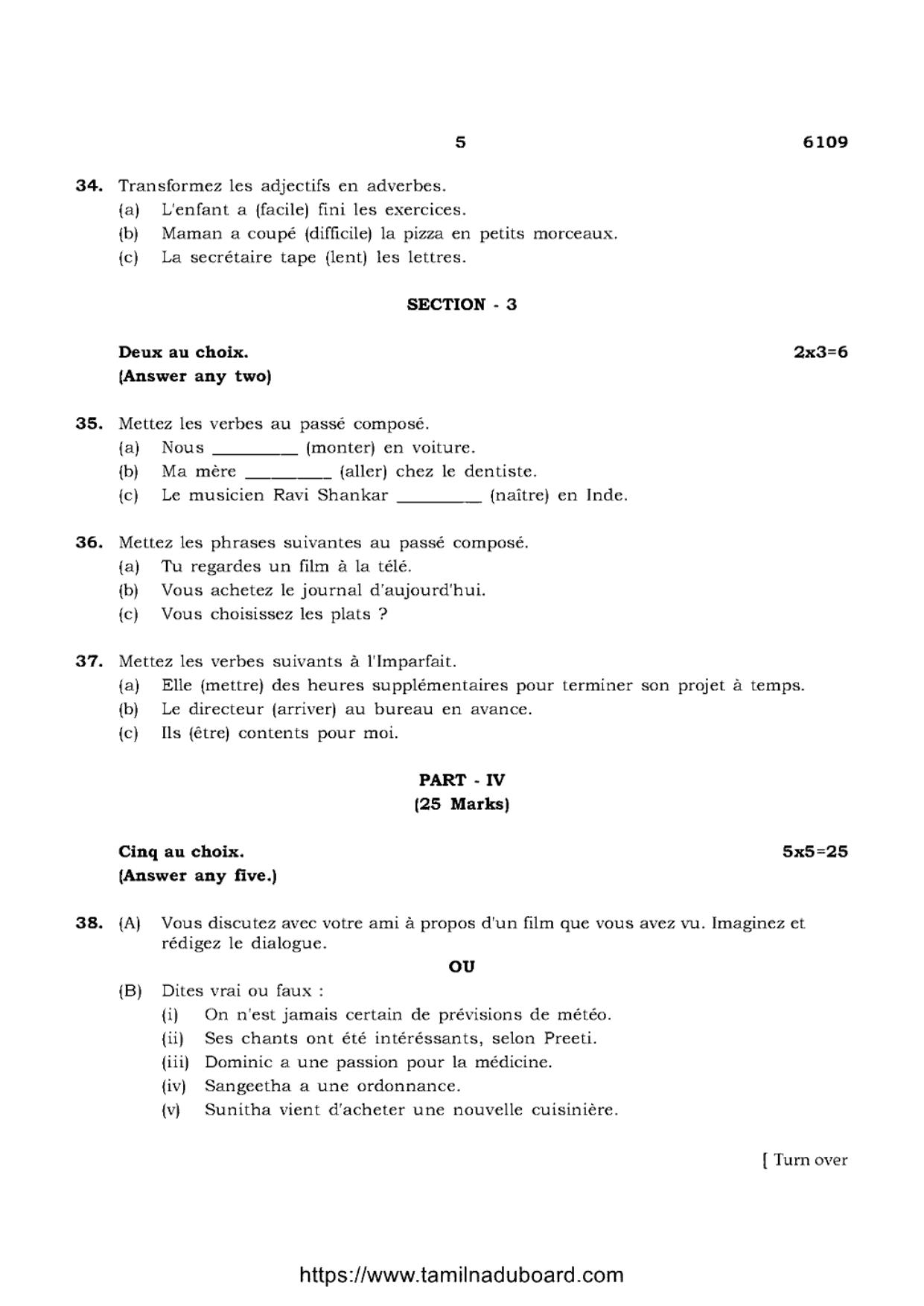 TN Class 10 French-P1-6109 Question Papers May 2022 - Page 5