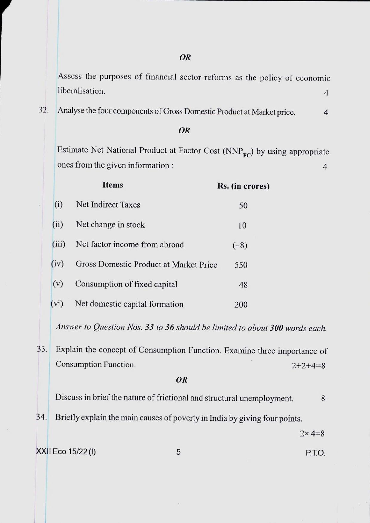 COHSEM 12th Question Papers Improvement 2022 Economics - Page 5