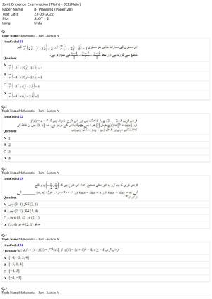JEE Mains 2022: B Planning Urdu (Shift 2) 23-06-2022 Question Paper