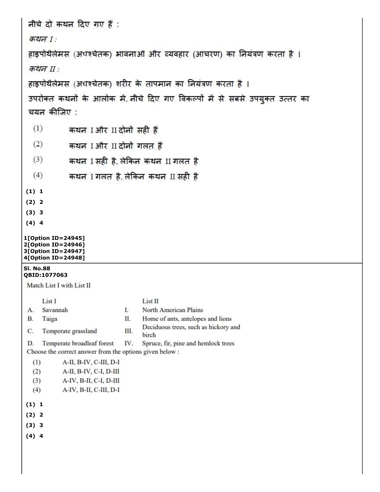 CUET (PG) 2022: PGQP-75 Zoology (09-09-2022) Question Paper - Page 73