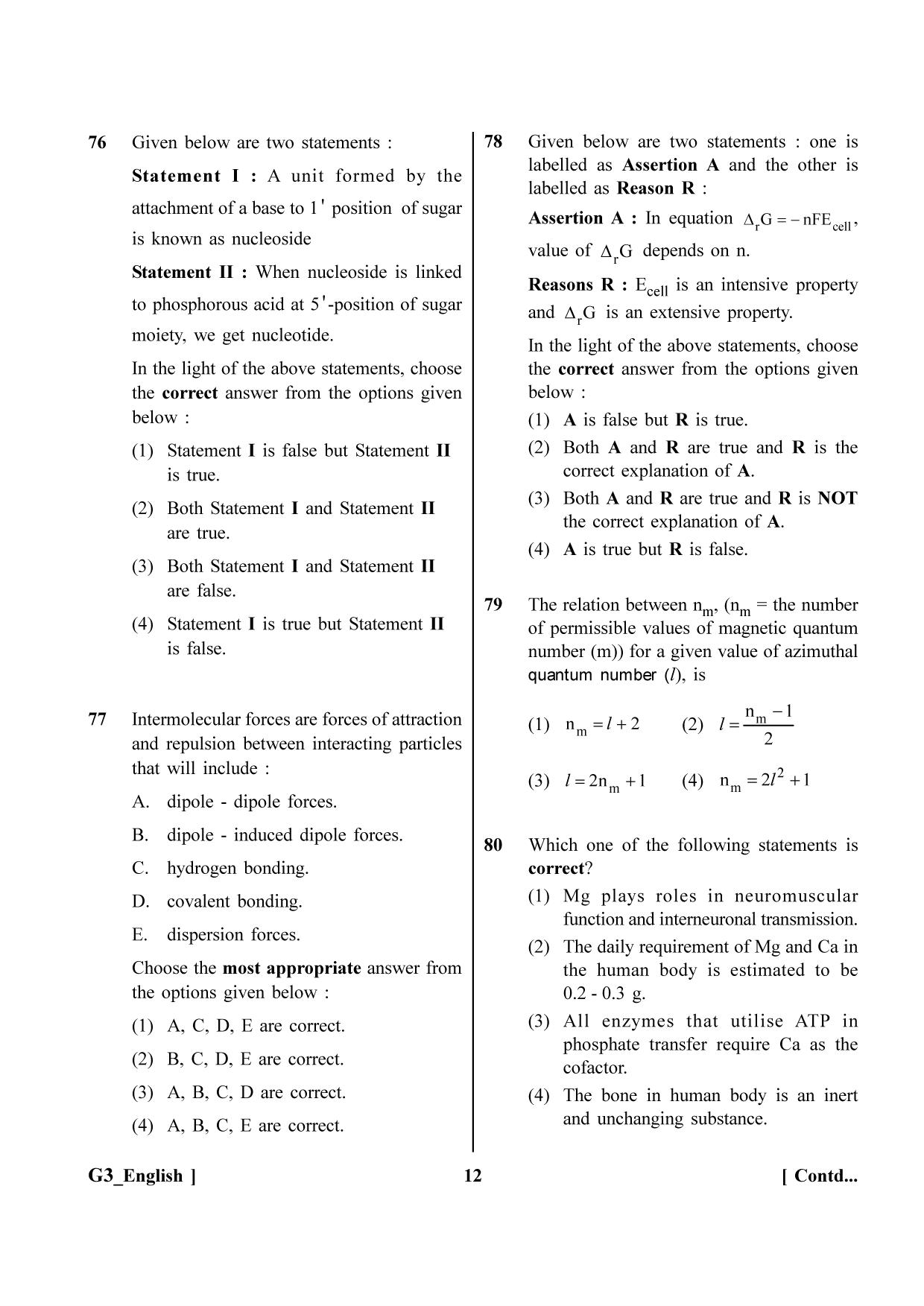NEET 2023 G3 Question Paper - Page 12