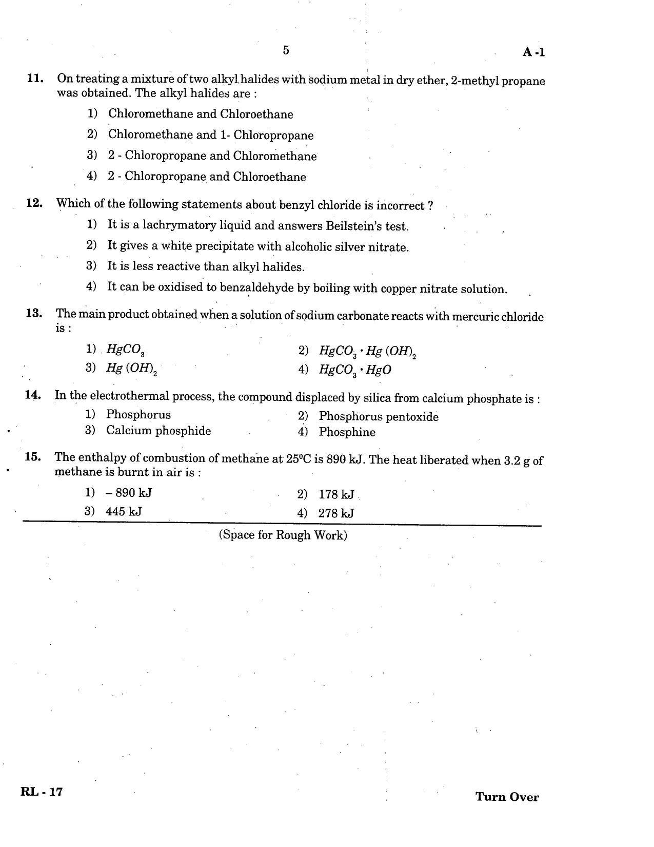 COMEDK UGET 2016 Chemistry Question Paper - Page 3
