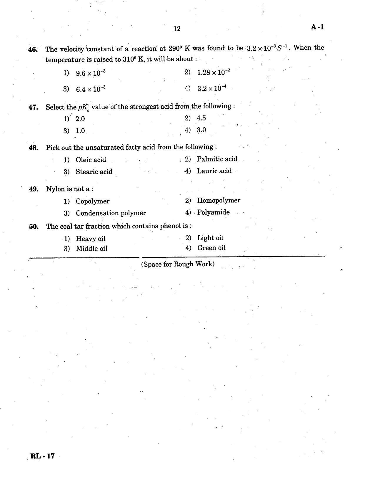COMEDK UGET 2016 Chemistry Question Paper - Page 10