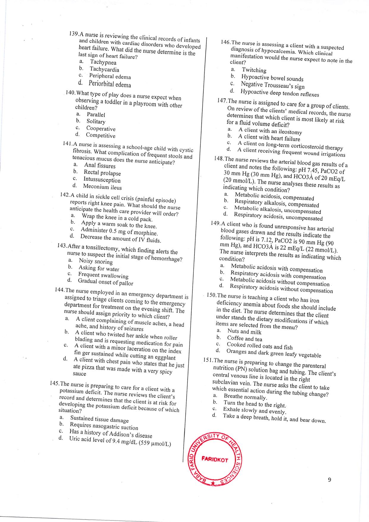 PMNET 2025 Question Paper & Answer Key - Page 9