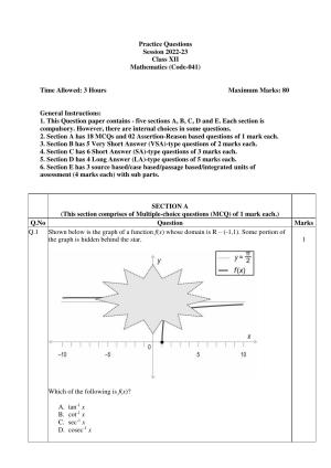 CBSE Class 12 Mathematics Practice Questions 2022-23