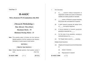 Sarguja University Question Paper July-2022 :  M.Sc. In Micro-Biology (Fourth sem.) Research Methodology Paper 1
