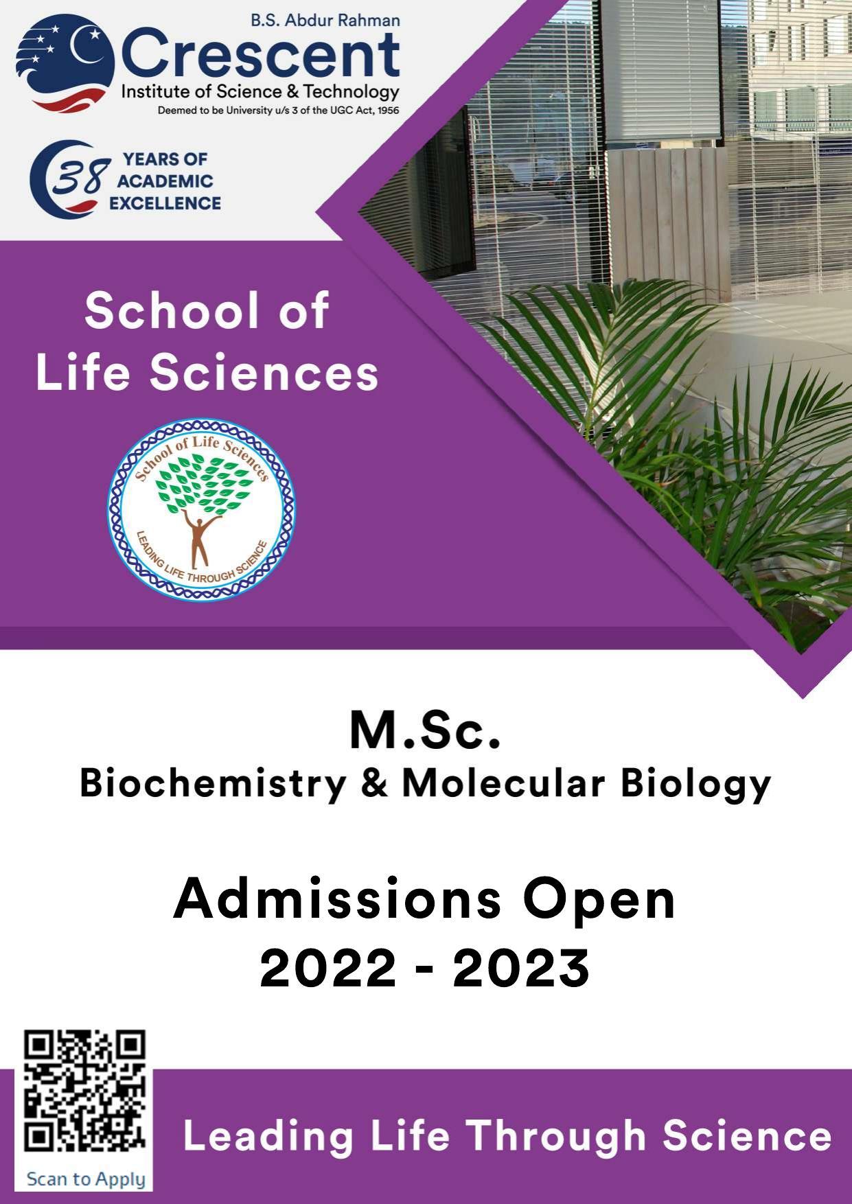 B.S. Abdur Rahman University M.Sc , Biochemistry Molecular-Biology Brochure 2022-23 - Page 1