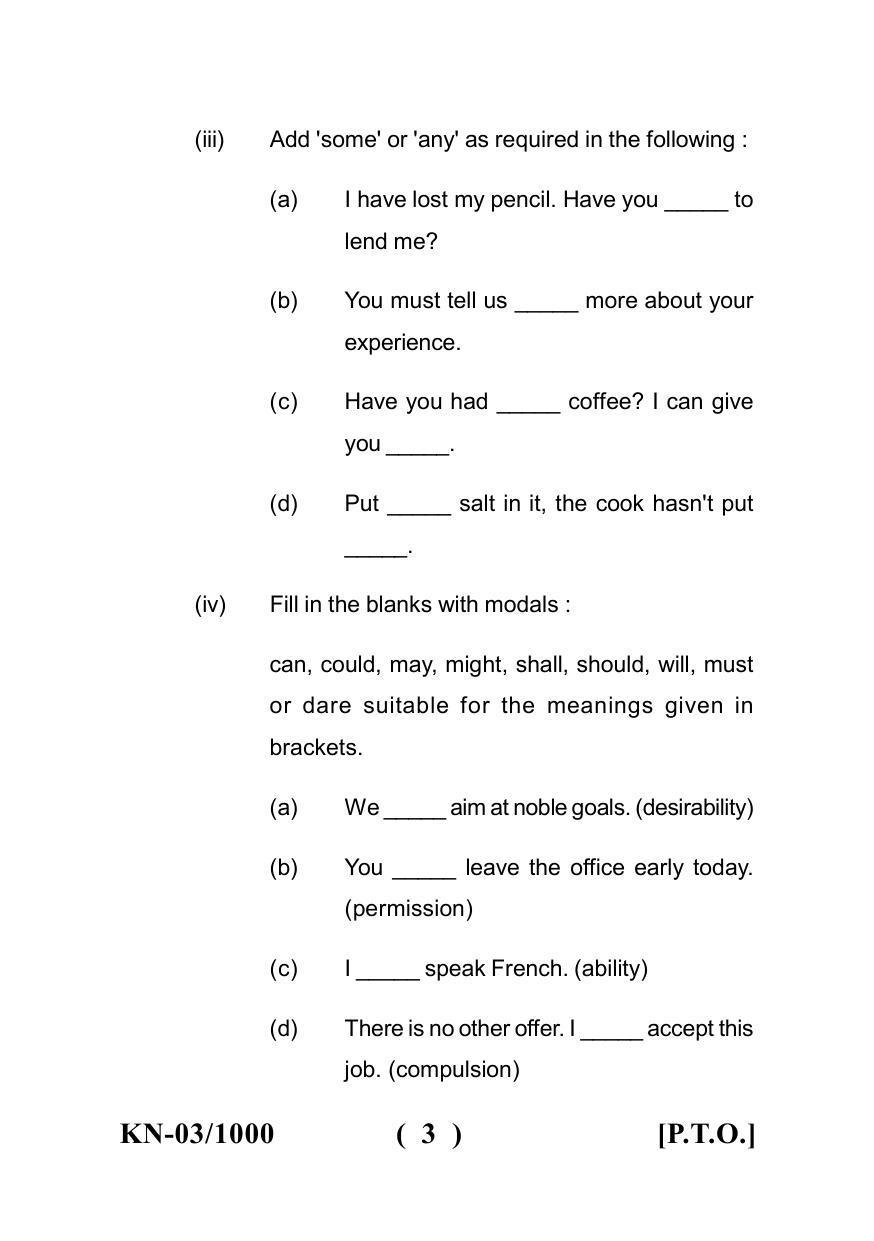 Sarguja University Question Paper - 2022 : B.A. Part One (10+2+3) 3 Y DC F.C. :English Language Paper I - Page 3