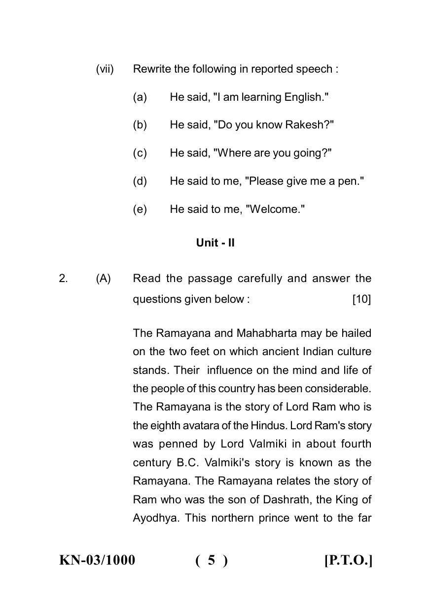 Sarguja University Question Paper - 2022 : B.A. Part One (10+2+3) 3 Y DC F.C. :English Language Paper I - Page 5