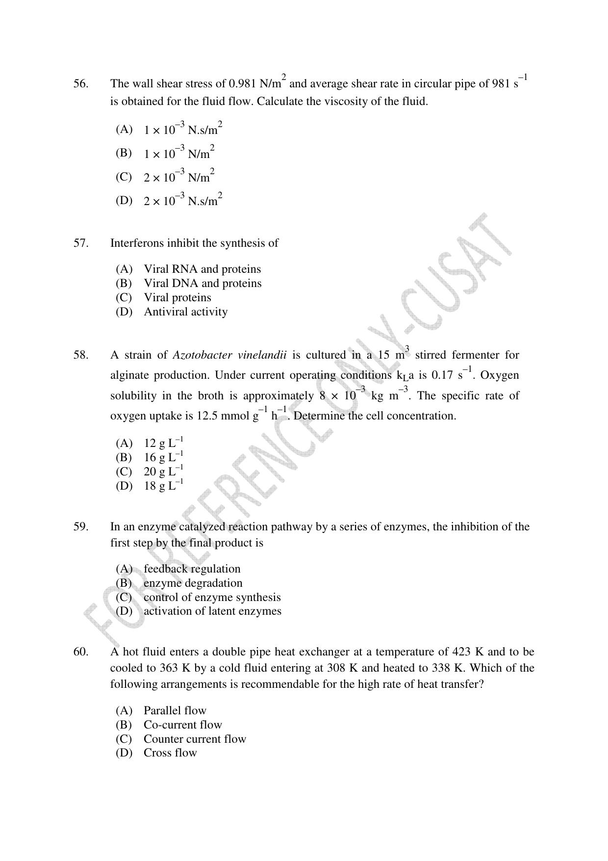 CUSAT CAT 2022 BIOTECHNOLOGY Question Paper - Page 11