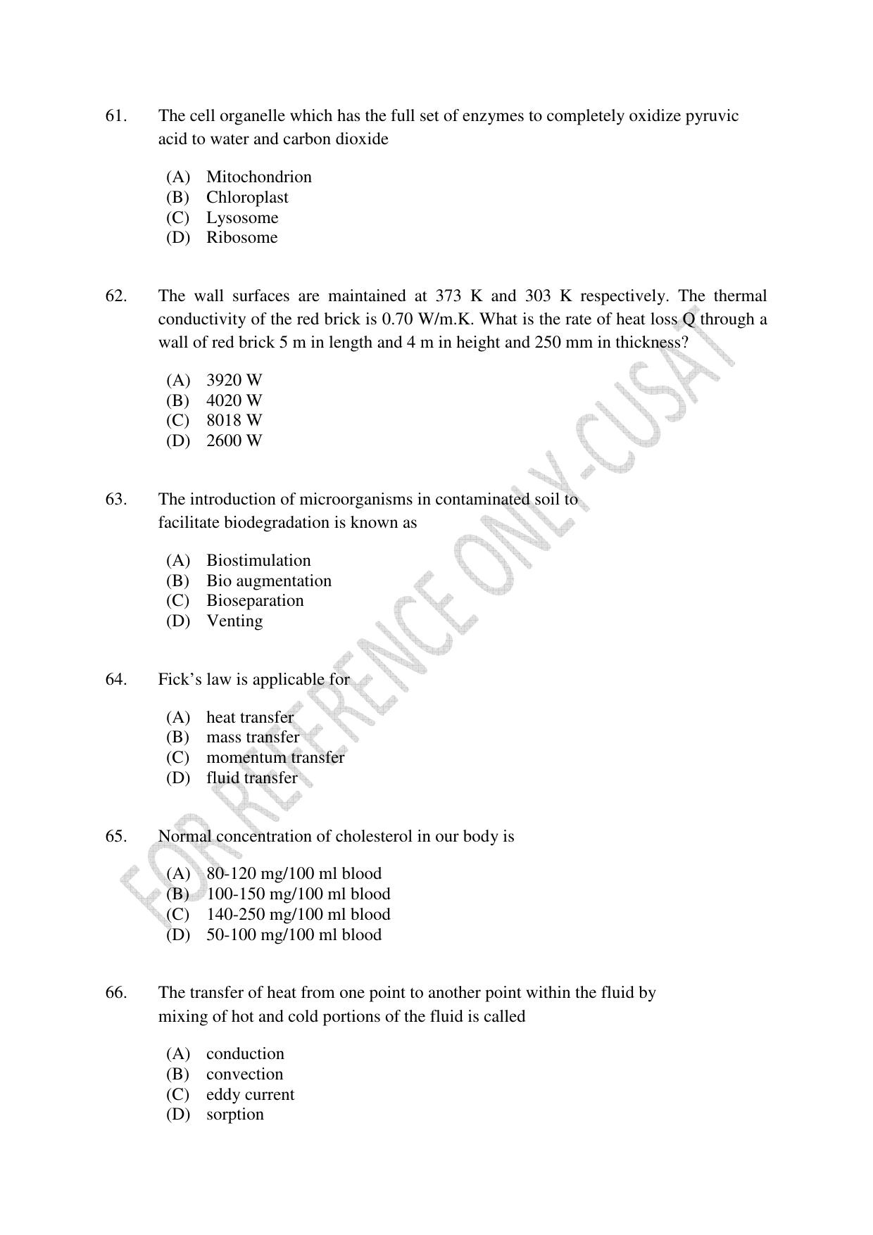 CUSAT CAT 2022 BIOTECHNOLOGY Question Paper - Page 12
