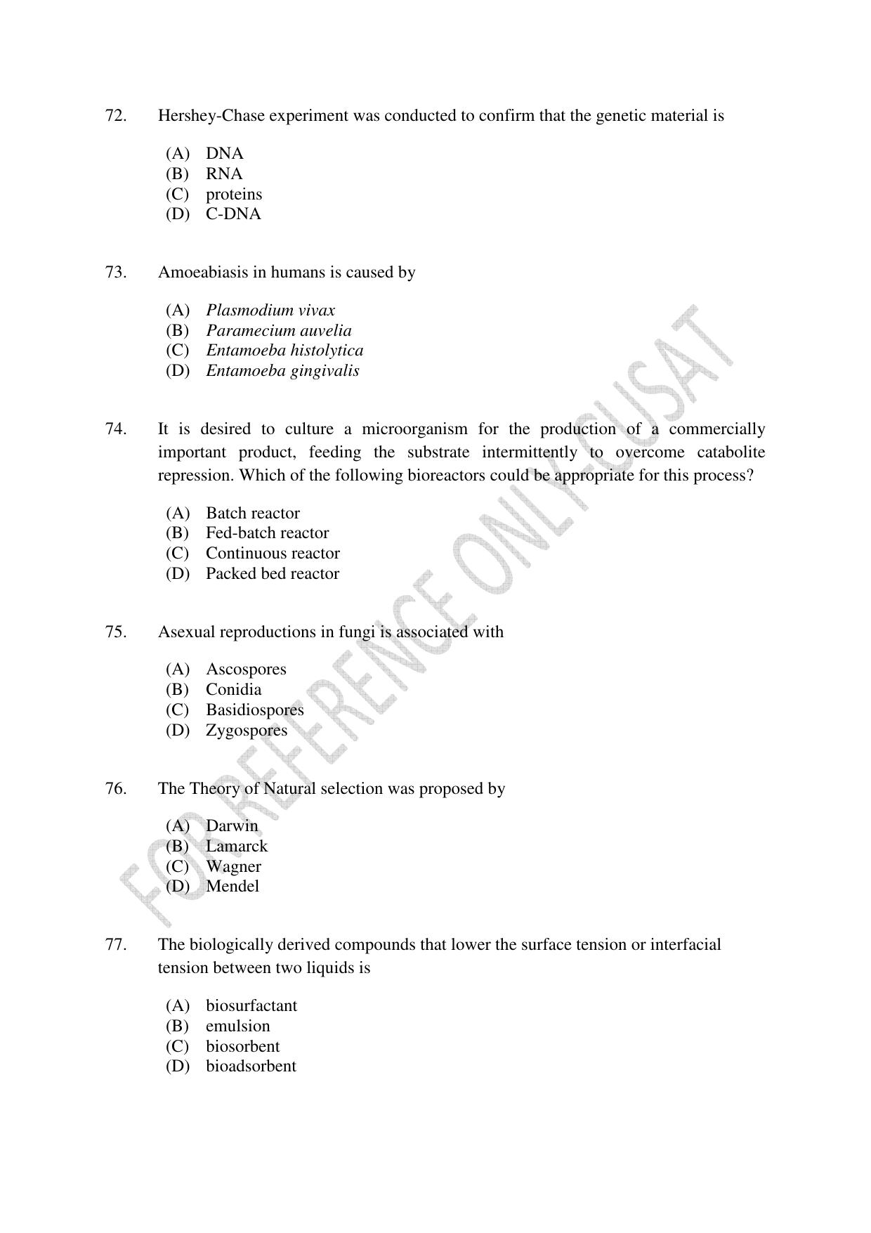 CUSAT CAT 2022 BIOTECHNOLOGY Question Paper - Page 14