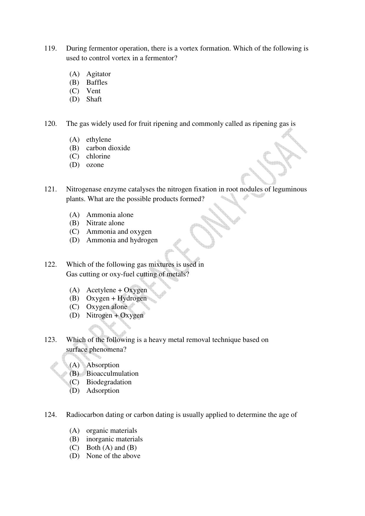 CUSAT CAT 2022 BIOTECHNOLOGY Question Paper - Page 22