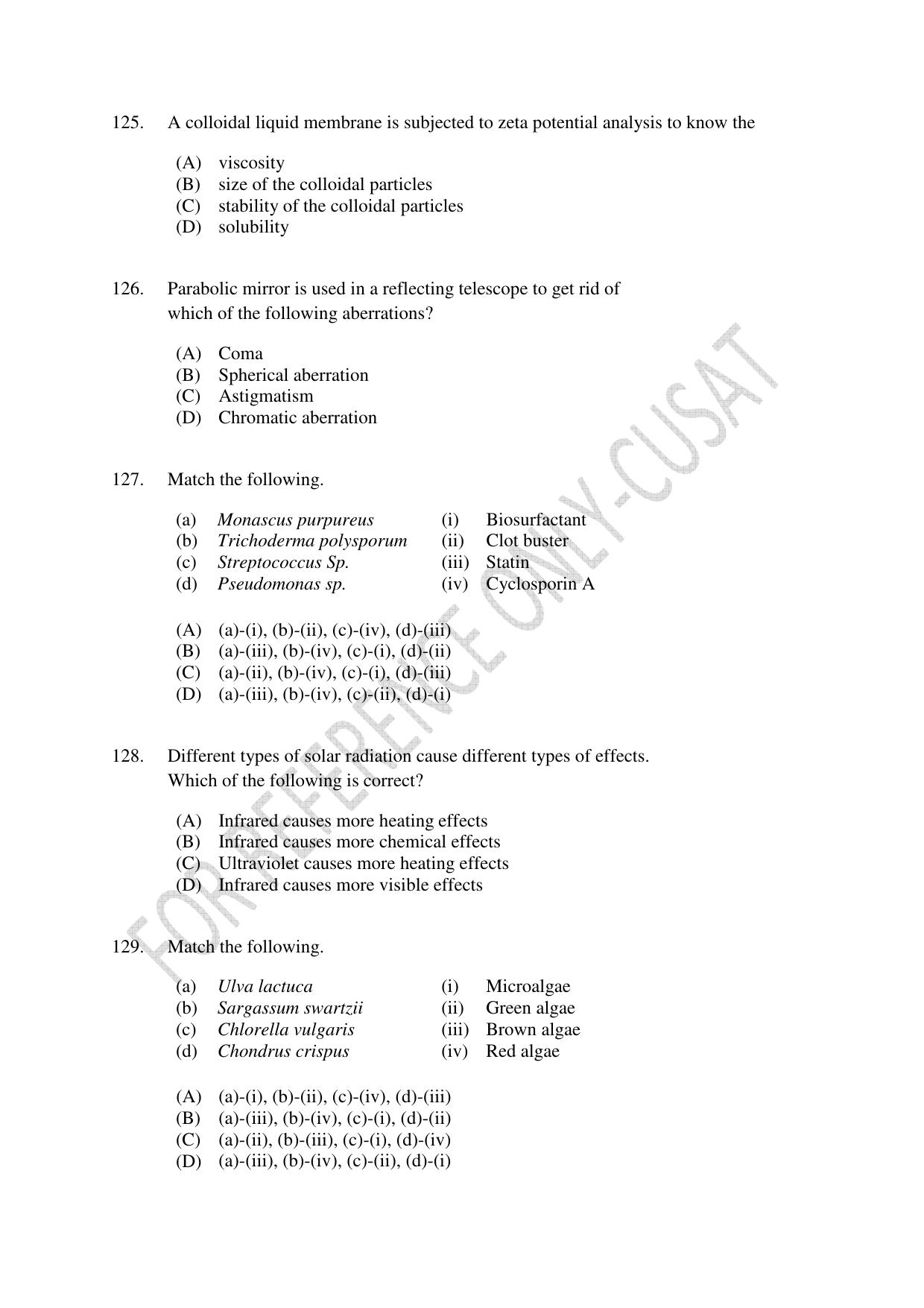 CUSAT CAT 2022 BIOTECHNOLOGY Question Paper - Page 23