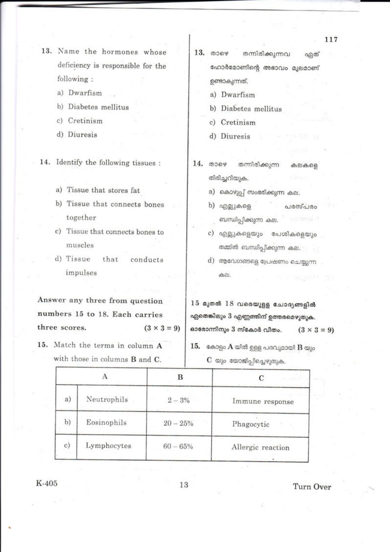 Kerala Plus One 2018  BIOLOGY Question Papers - Page 13