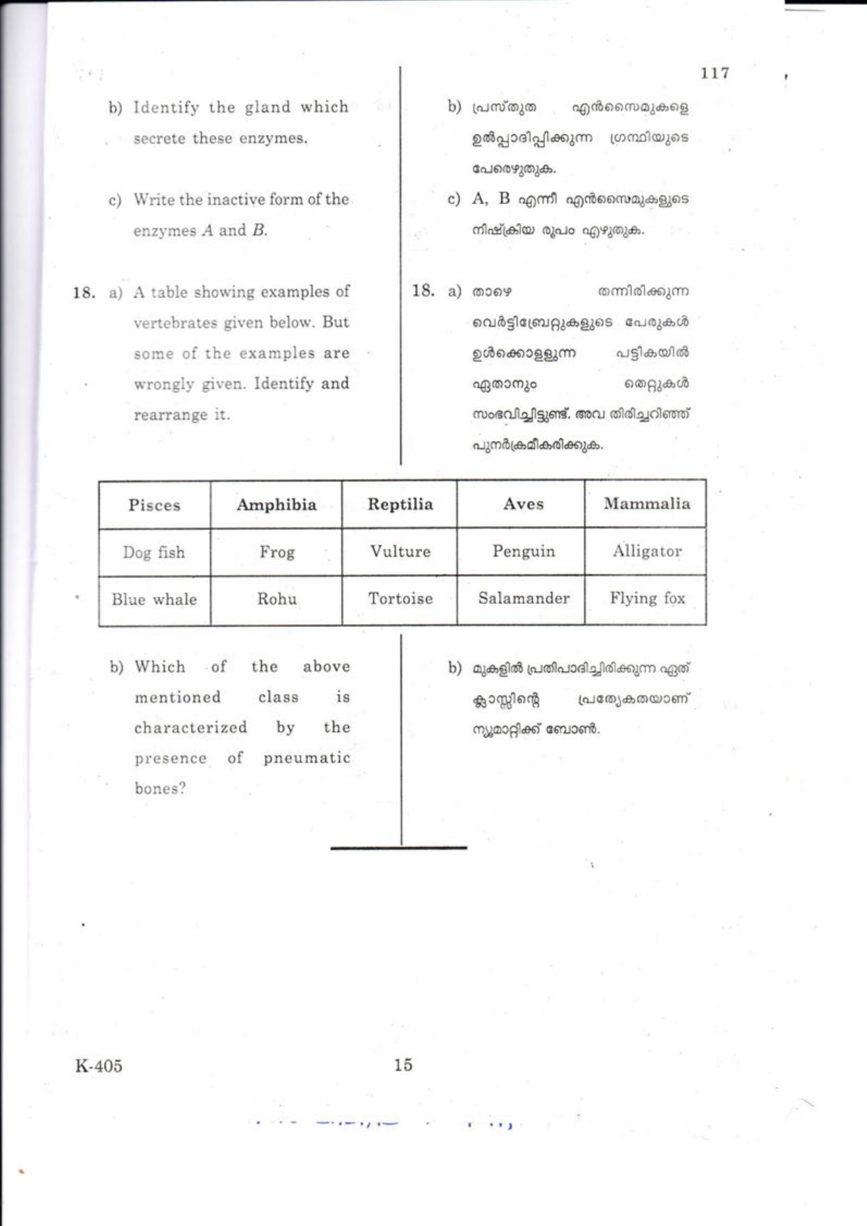 Kerala Plus One 2018  BIOLOGY Question Papers - Page 15