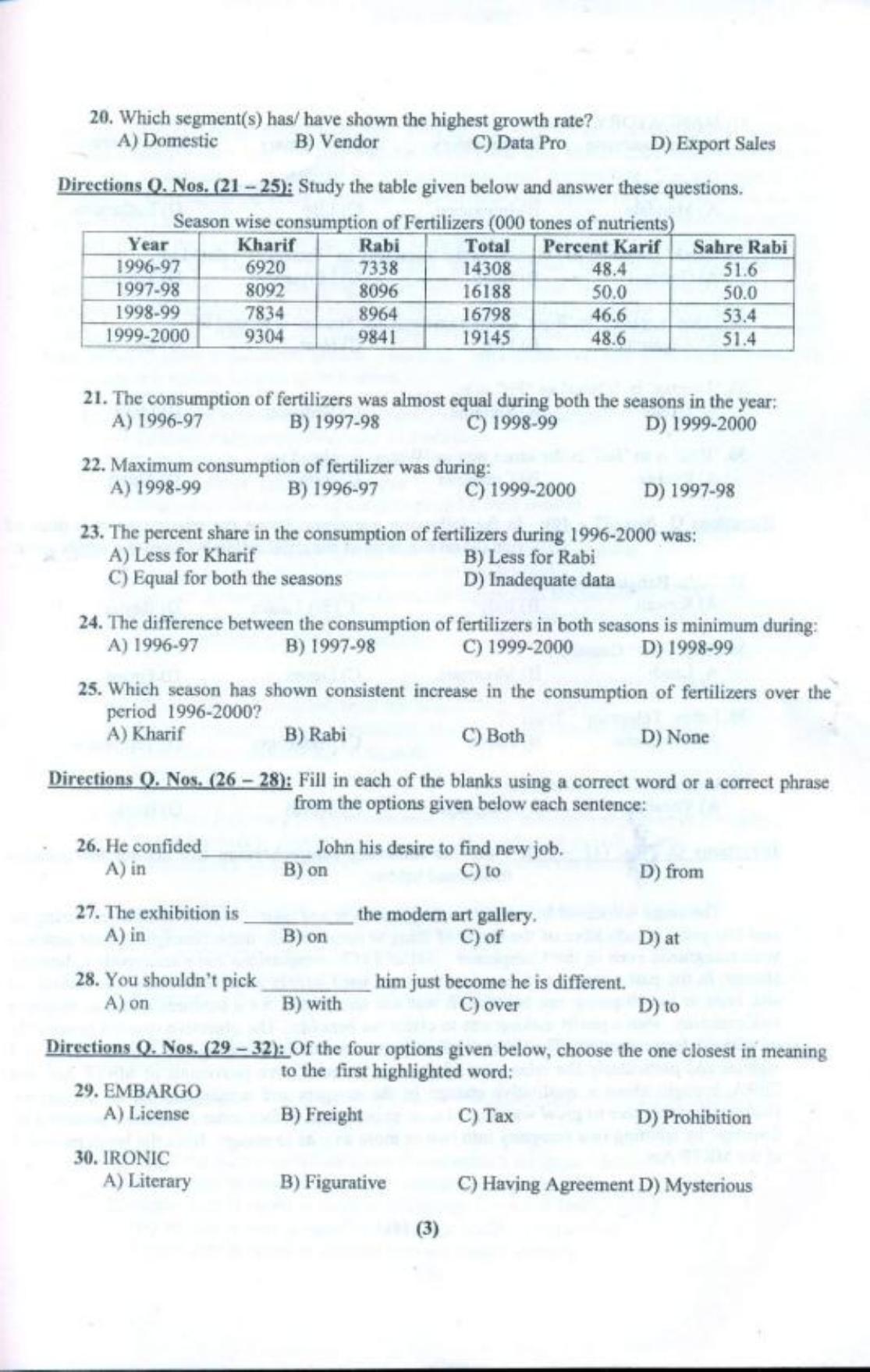 PU USOL MBA (Executive) Entrance Exam 2018 Question Booklet - Page 4